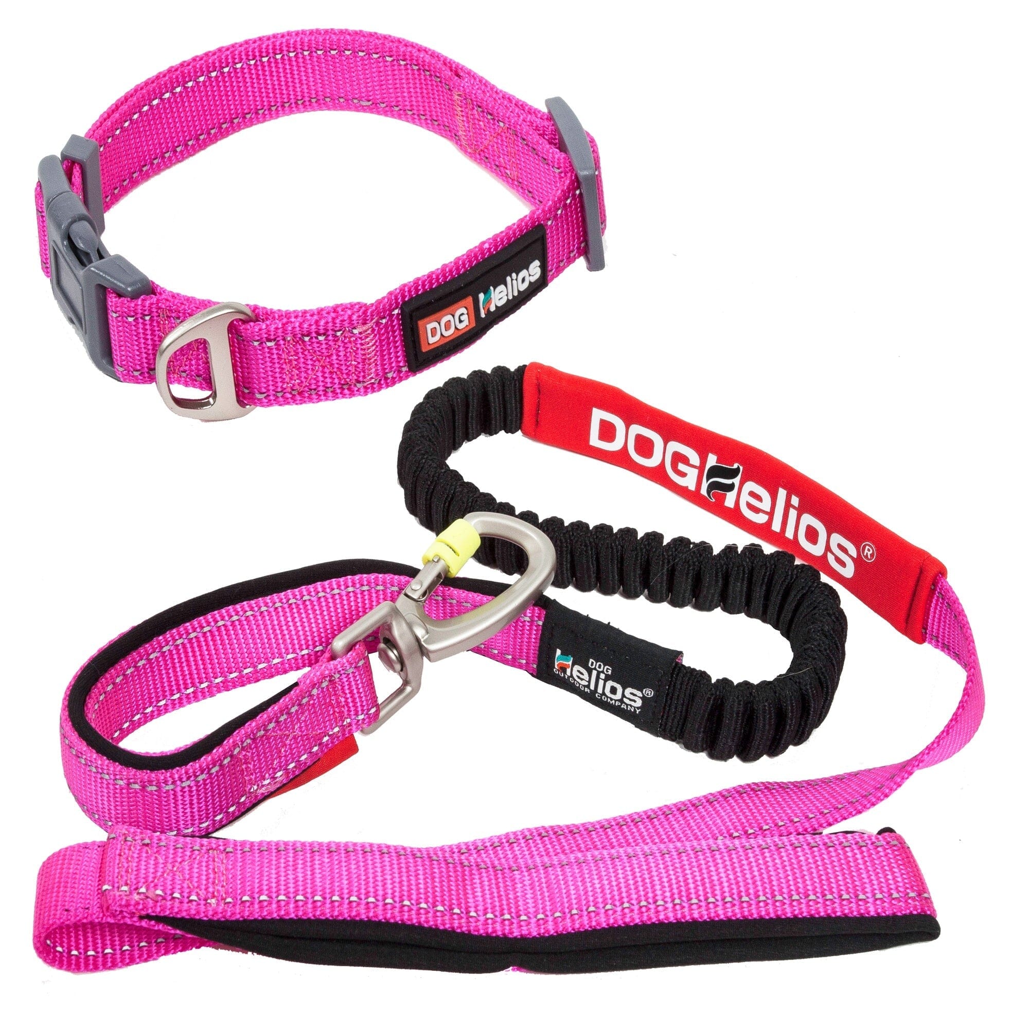 Dog Helios ® 'Neo-Indestructible' 2-in-1 Accordion Dog Collar and Leash Large Pink