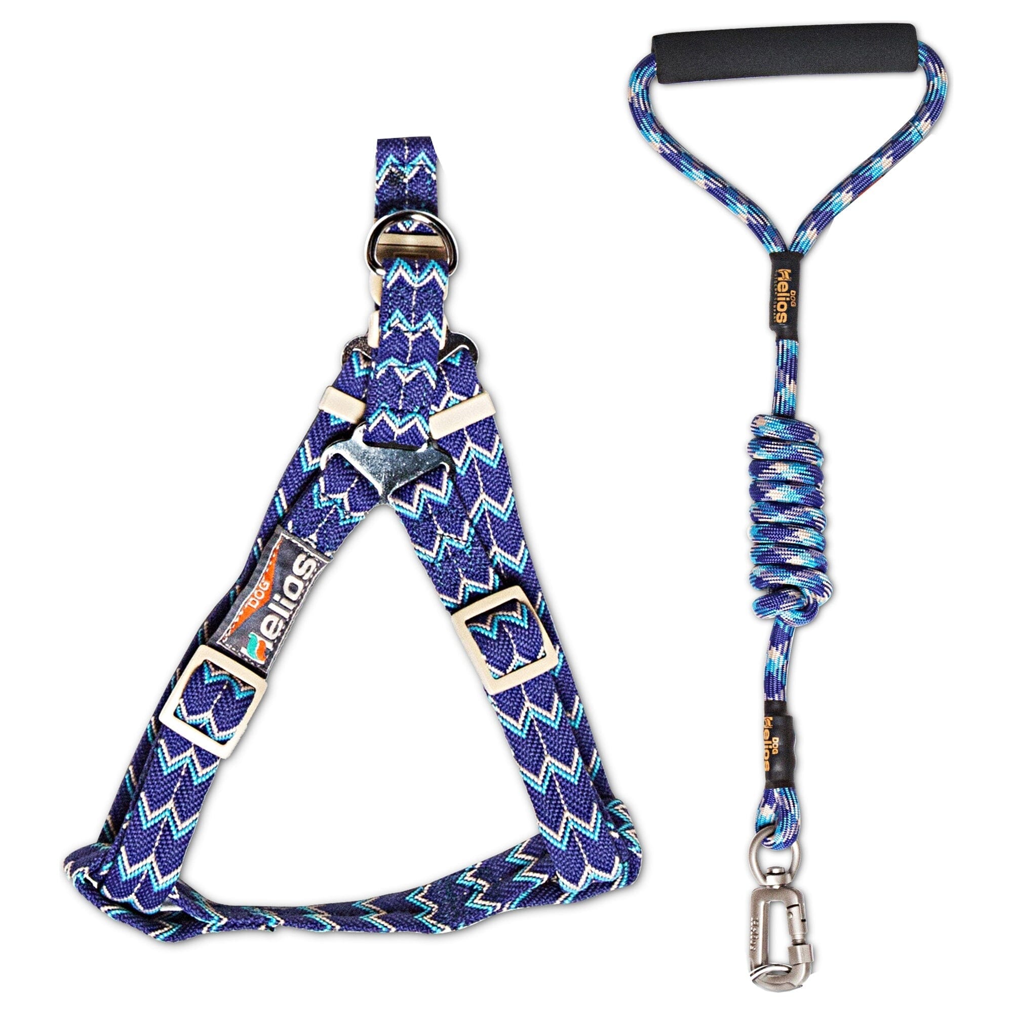 Dog Helios 'Surfside' Adjustable Dog Harness and Leash Small Blue