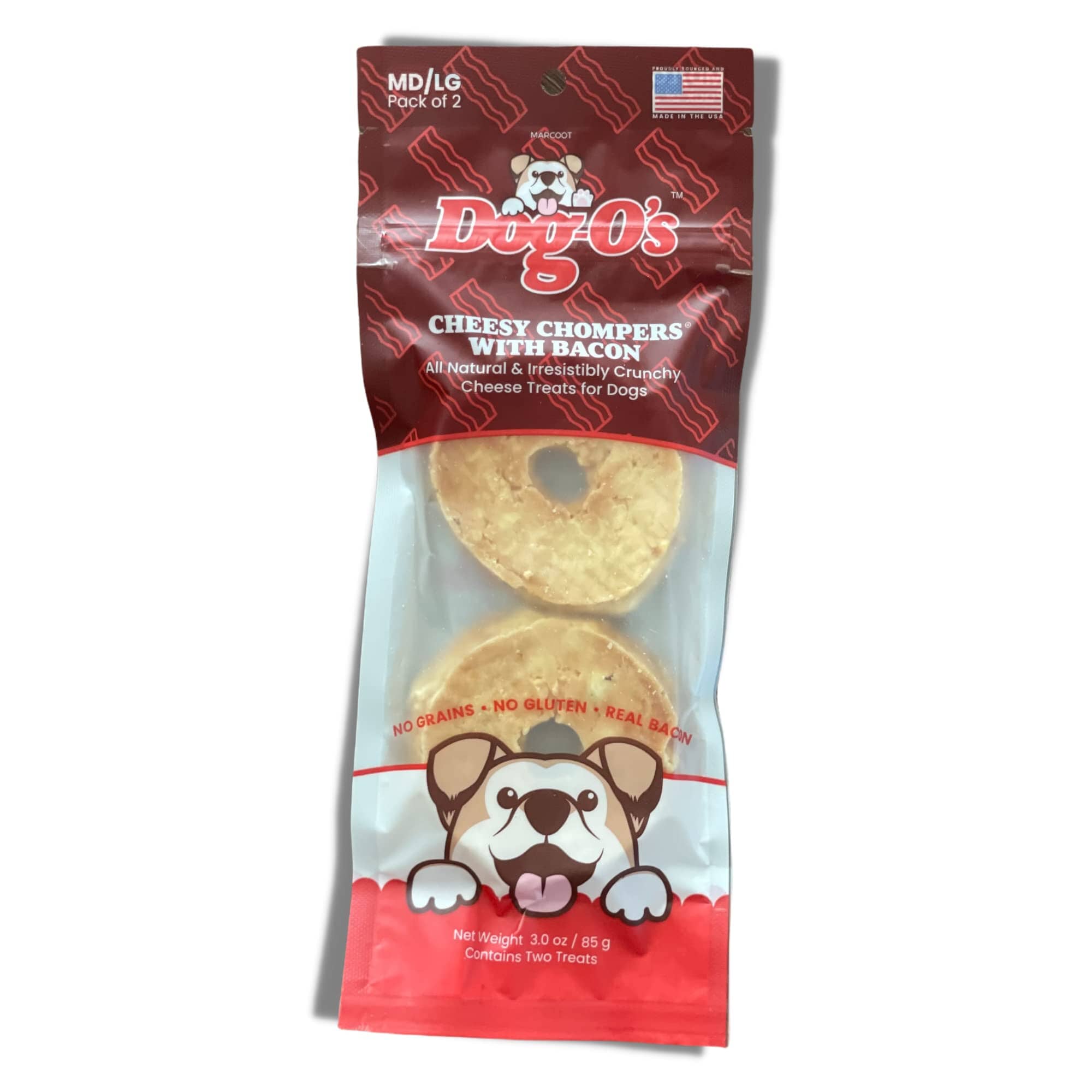 Dog-O's Cheese Chompers with Bacon Crunchy Dog Treats Large - 3 Oz 