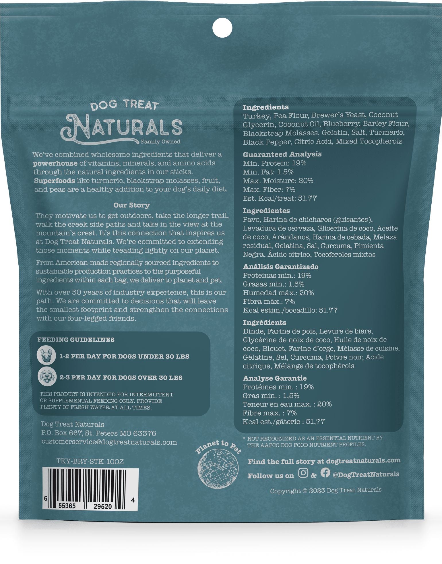 Dog Treat Naturals Superfood Sticks Chicken and Cranberry with Turmeric Soft and Chewy Training Dog Treats - 10 Oz