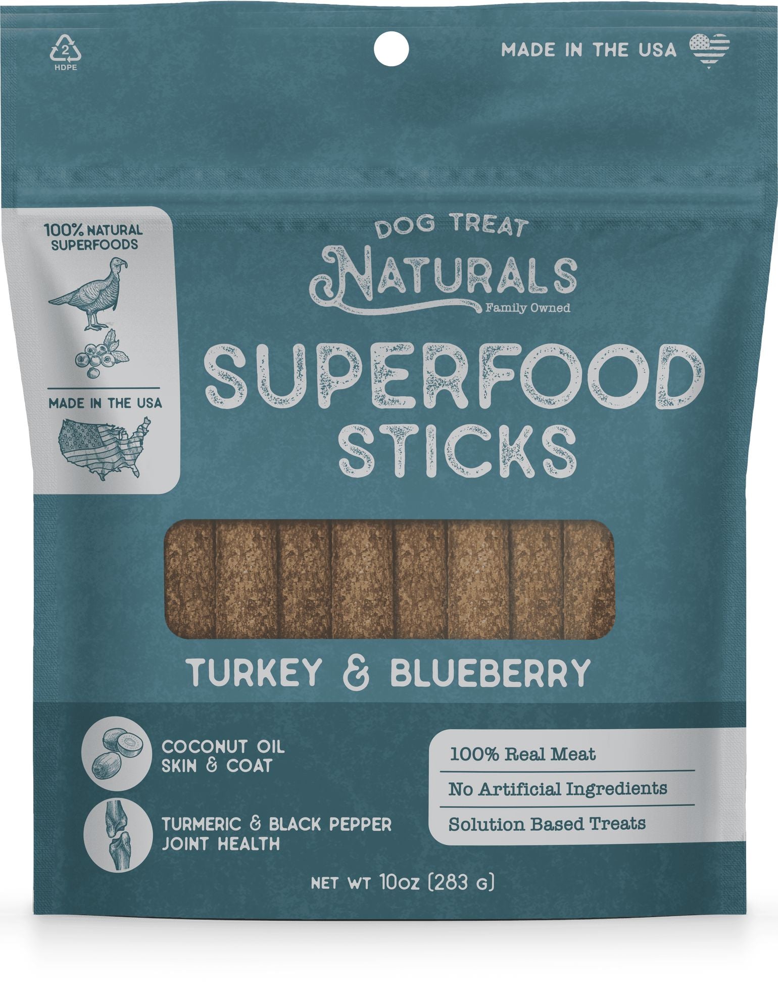 Dog Treat Naturals Superfood Sticks Chicken and Cranberry with Turmeric Soft and Chewy Training Dog Treats - 10 Oz
