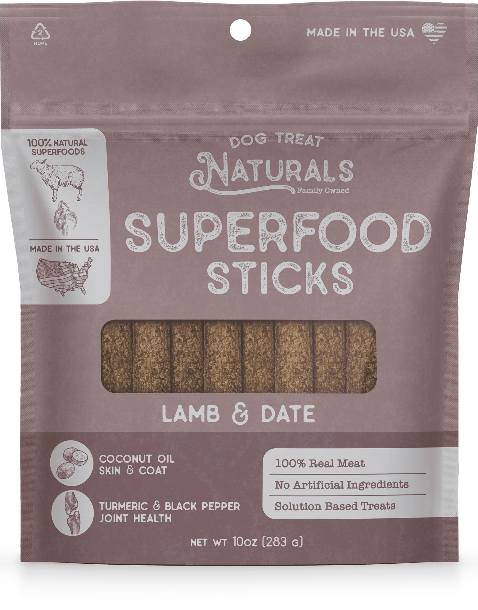 Dog Treat Naturals Superfood Sticks Pork and Peach with Turmeric Soft and Chewy Training Dog Treats - 10 Oz