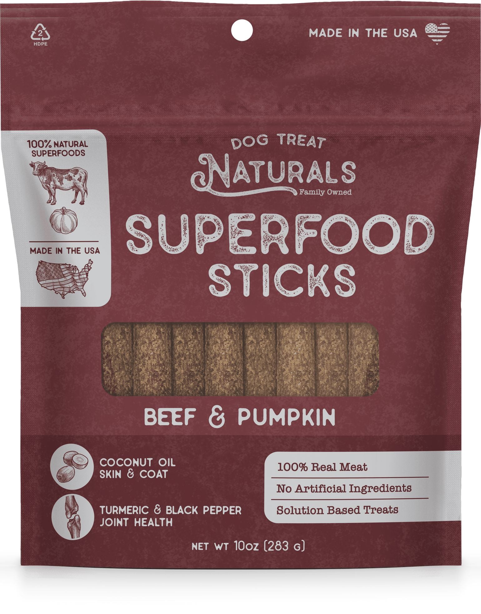 Dog Treat Naturals Superfood Sticks Salmon and Mango with Turmeric Soft and Chewy Training Dog Treats - 10 Oz