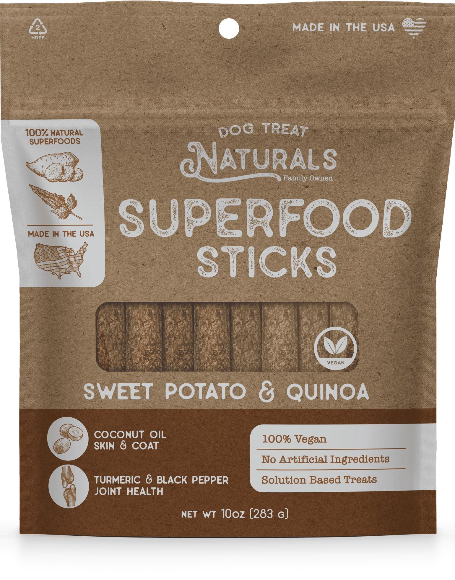 Dog Treat Naturals Superfood Sticks Sweet Potato and Quinoa with Turmeric Soft and Chewy Training Dog Treats - 10 Oz