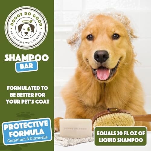 Doggy Do Good Natural Geranium and Citronella De-Shedding Hypo-Allergenic Dog Shampoo Bar - 5 Oz