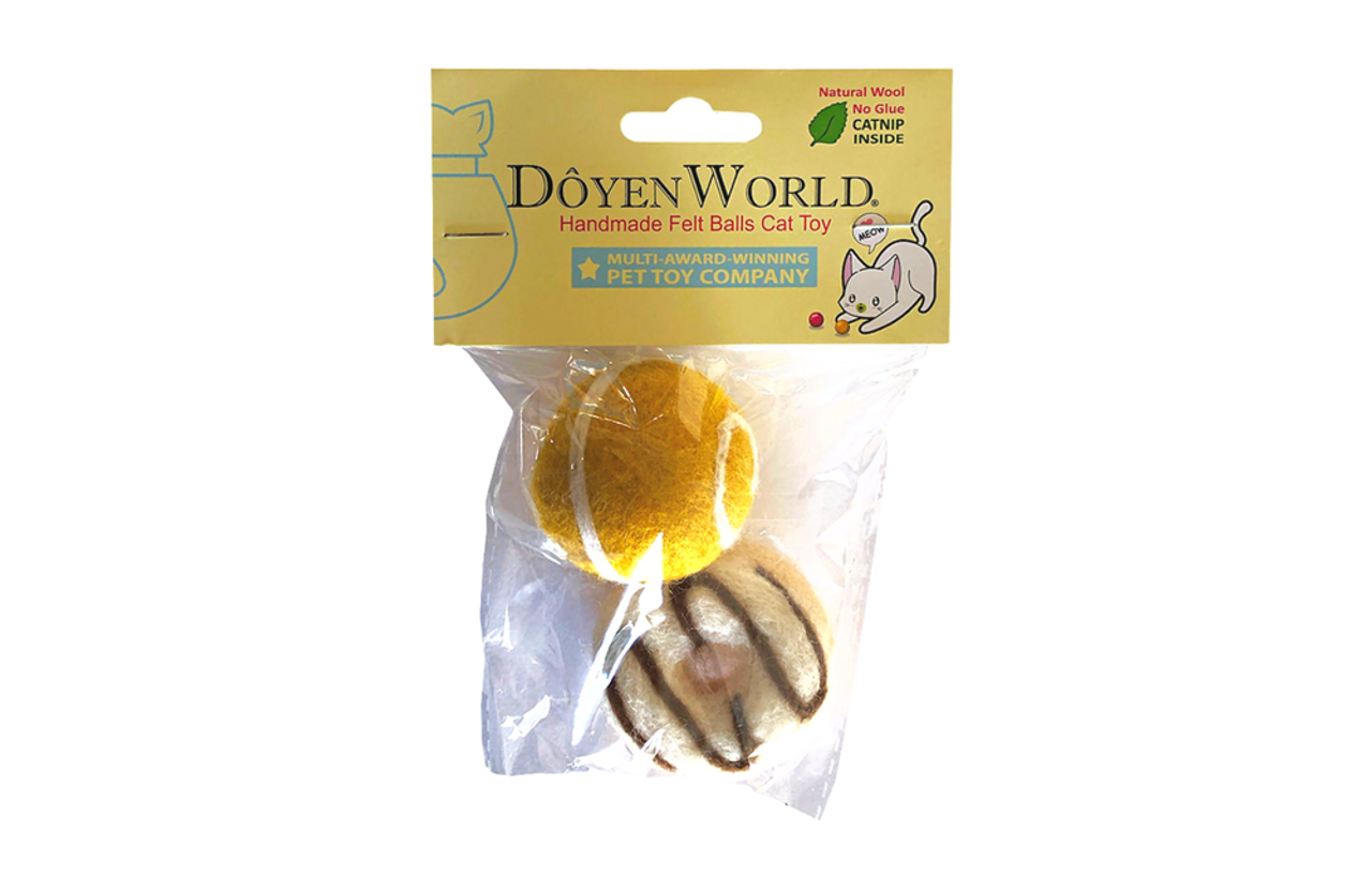 DoyenWorld Felt Ball and Donut Wool Catnip Cat Toys - 2 Pack