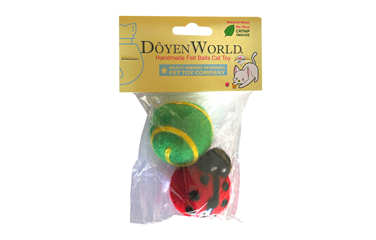 DoyenWorld Felt Ball and Ladybug Catnip Cat Toys - 2 Pack 