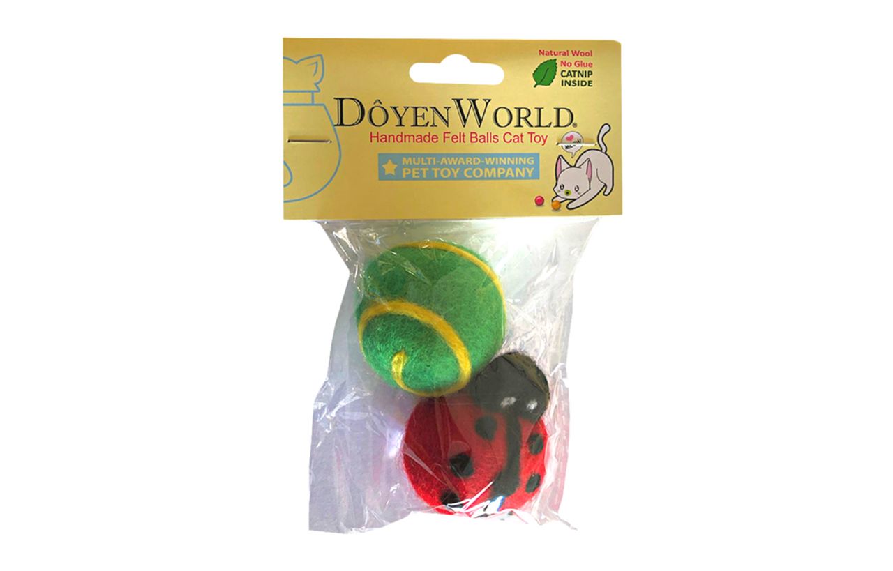 DoyenWorld Felt Ball and Ladybug Catnip Cat Toys - 2 Pack