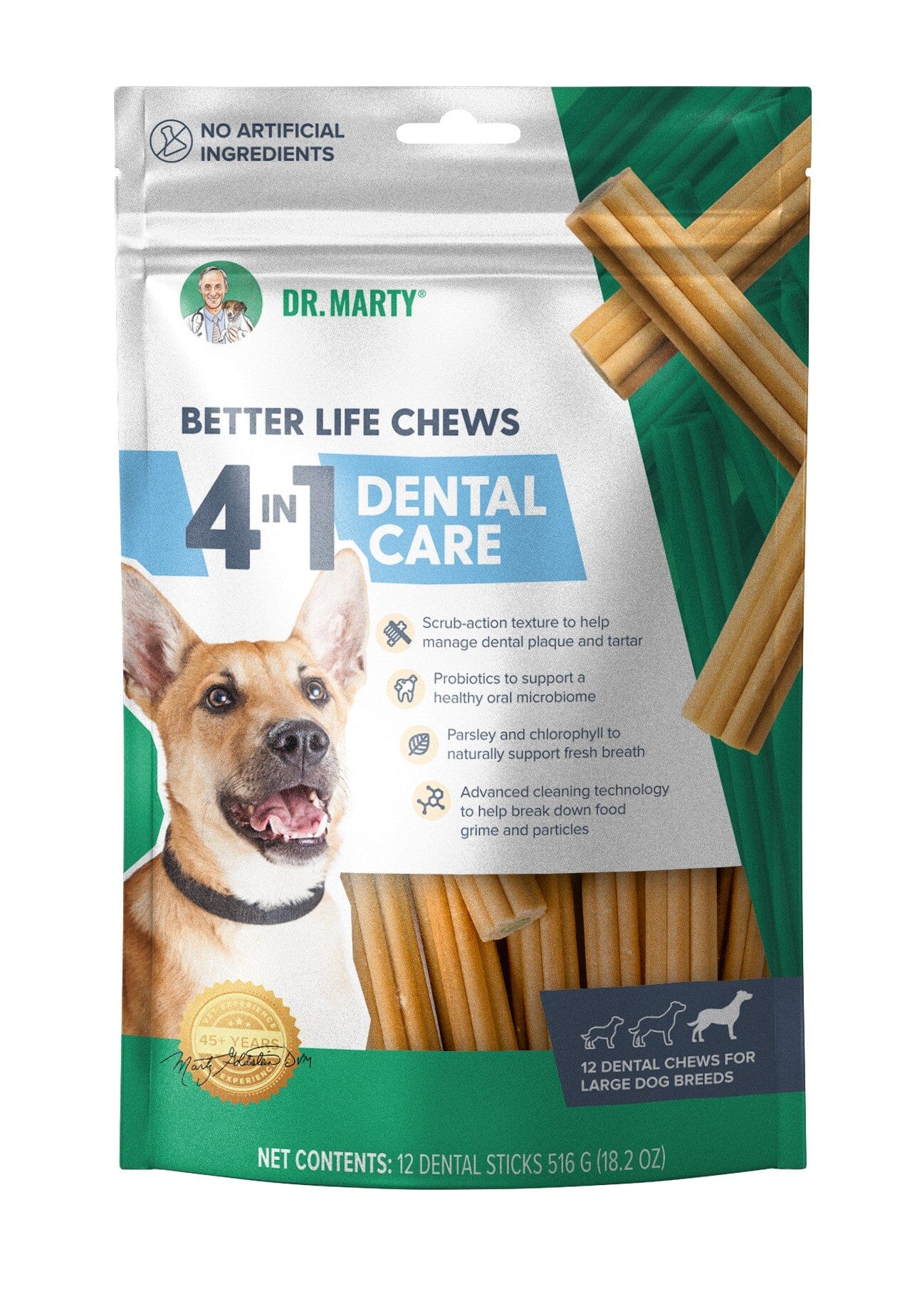 Dr. Marty Better Life 4-in-1 Dental Dog Chew Sticks Large Breed - 18.2 Oz