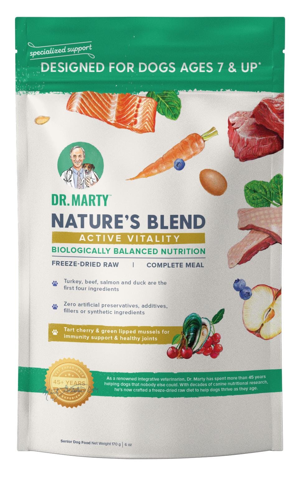 Dr. Marty Nature's Blend for Active Vitality Seniors Freeze Dried Raw Dog Food  