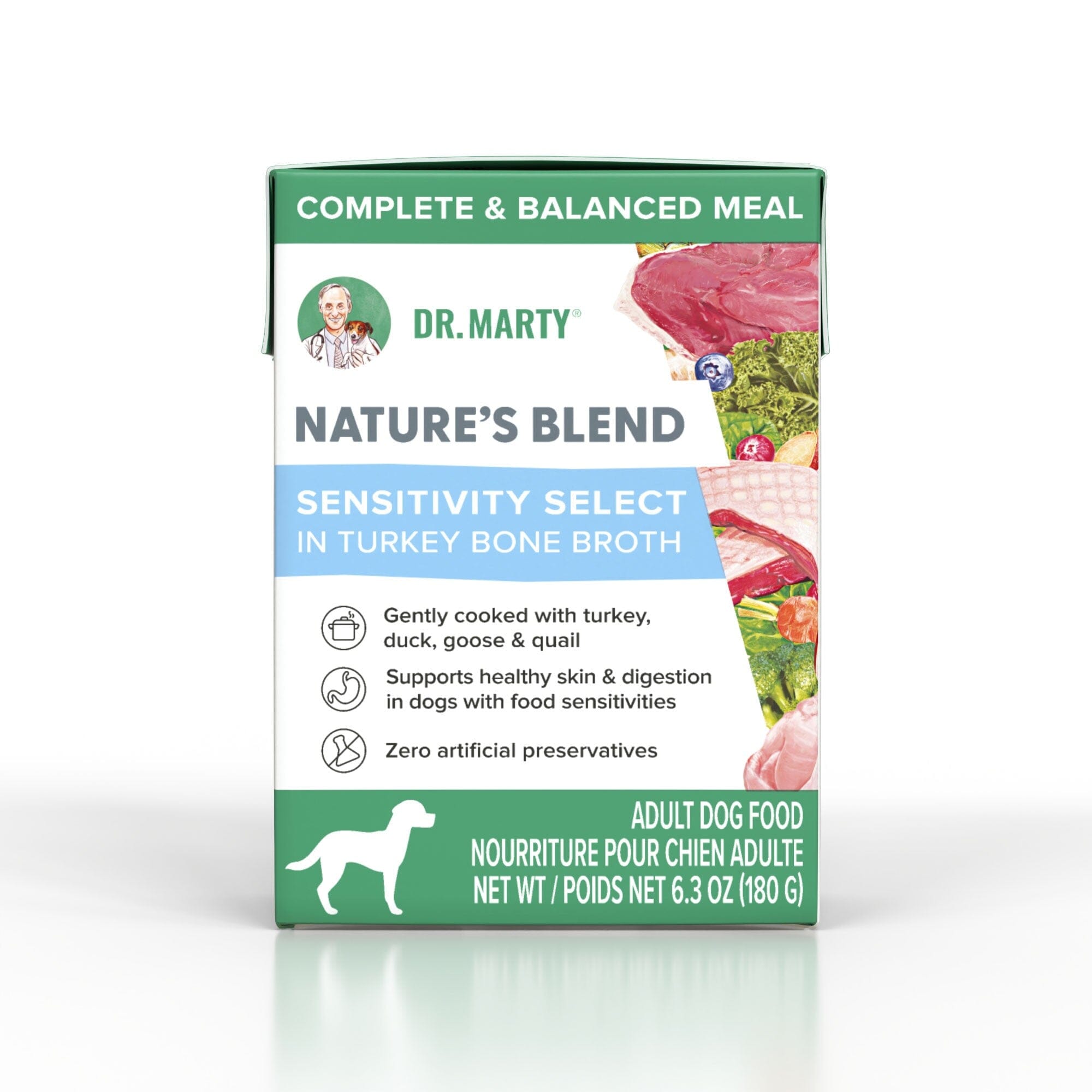 Dr. Marty Nature's Blend Sensitivity Select in Turkey Bone Broth Wet Dog Food - 6.3 Oz - Case of 12