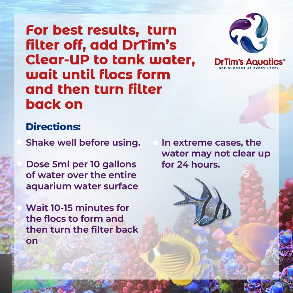 Dr Tim's Aquatics Clear Up Reef Saltwater Water Clarity - 8 Oz - (480GAL)  