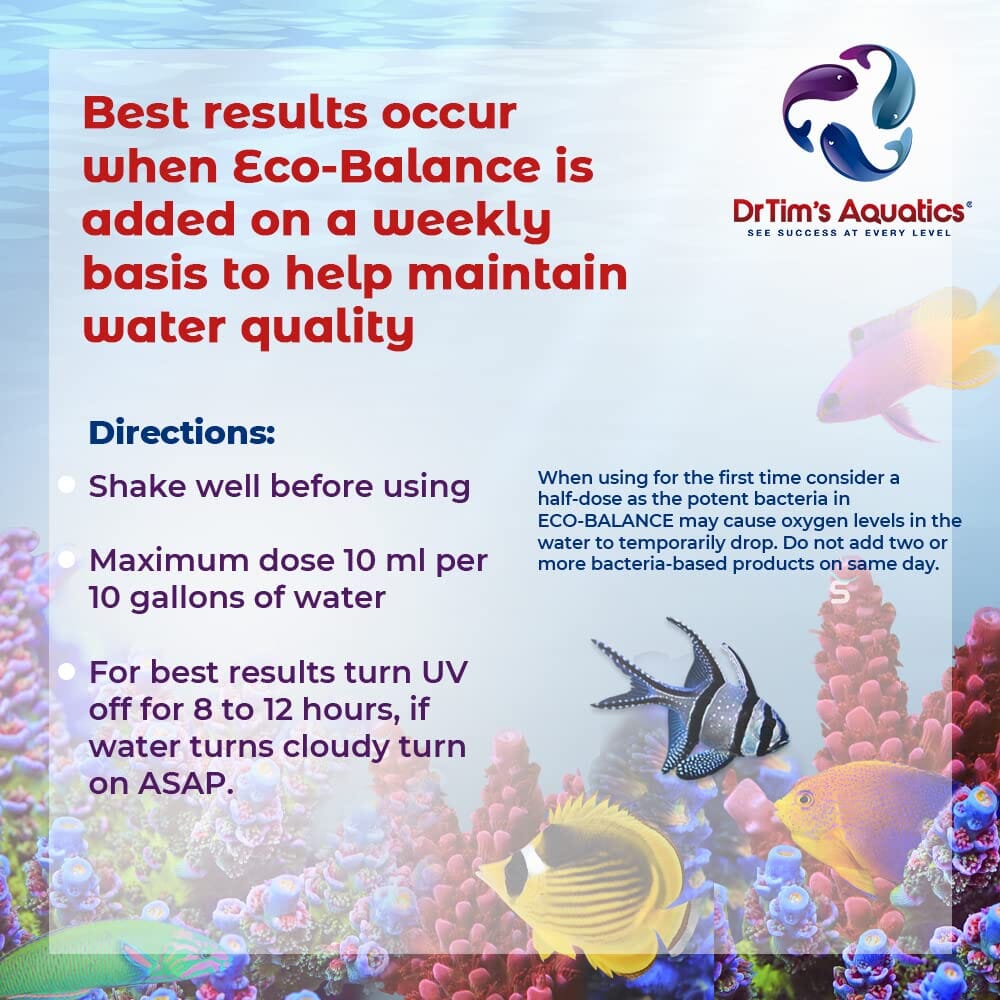 Dr Tim's Aquatics Eco Balance Probiotic Bacteria (240GAL) Saltwater Solution - 8 Oz  