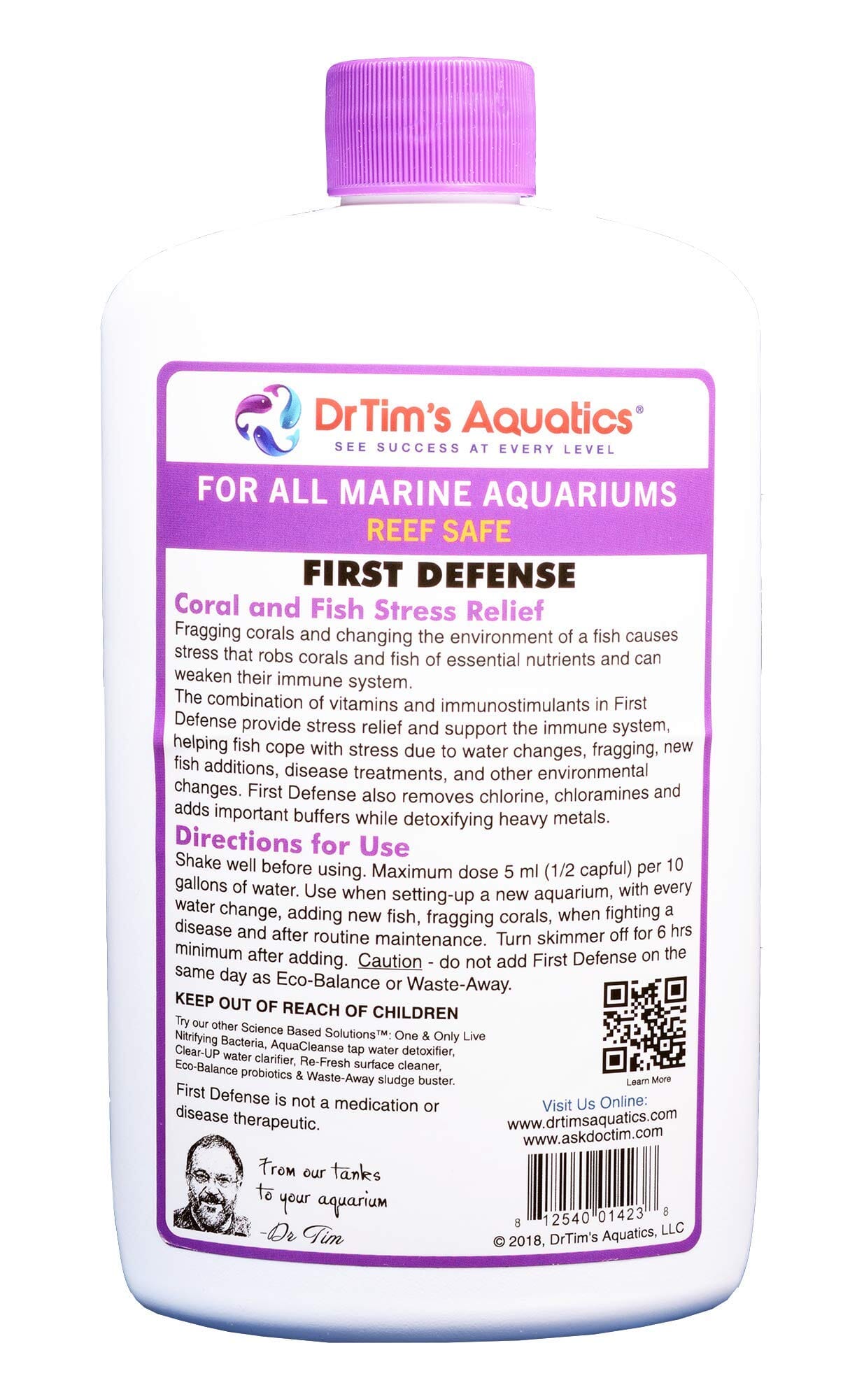 Dr Tim's Aquatics First Defense (240GAL) Stress and Immune Reef Saltwater Solution - 4 Oz  