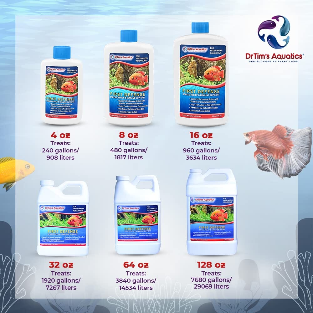 Dr Tim's Aquatics First Defense (480GAL) Stress and Immune Freshwater Solution - 8 Oz  