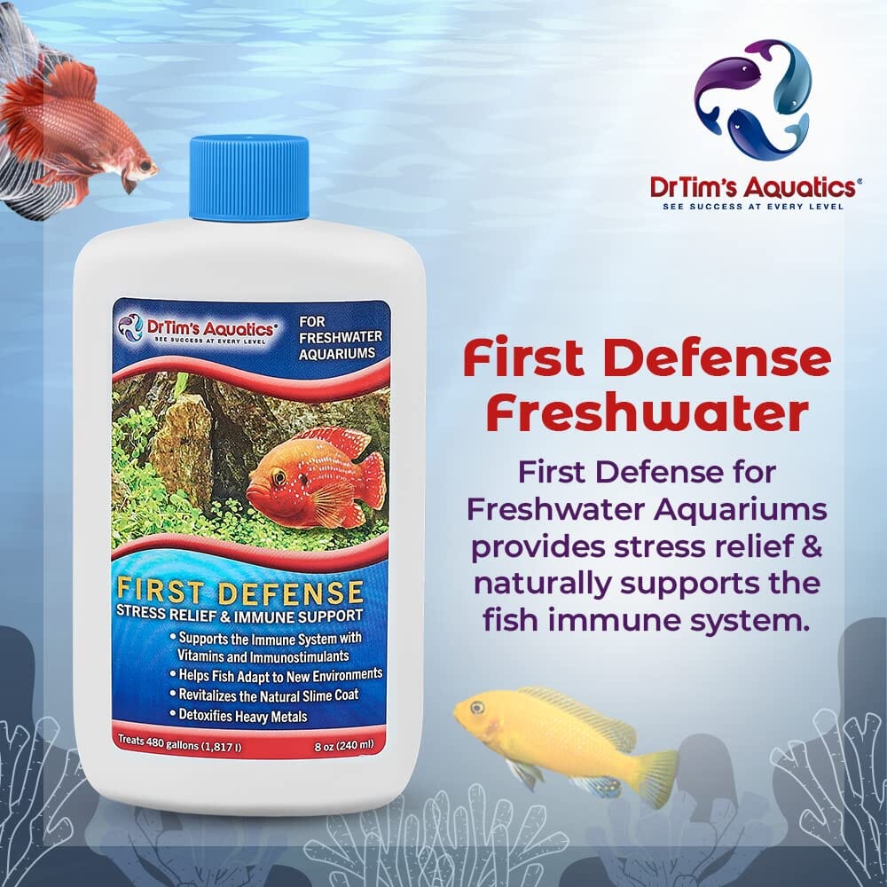 Dr Tim's Aquatics First Defense (480GAL) Stress and Immune Freshwater Solution - 8 Oz  