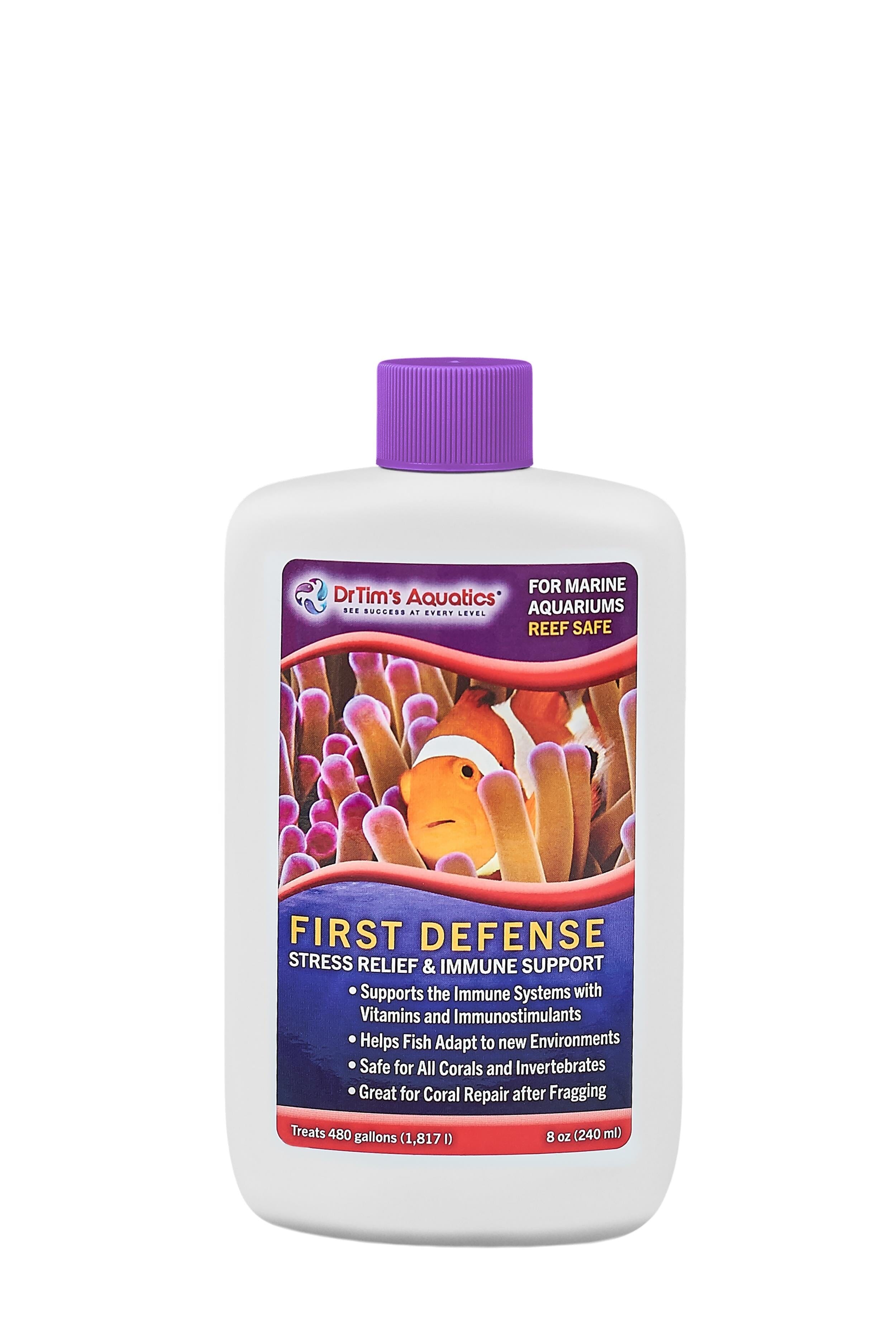 Dr Tim's Aquatics First Defense (480GAL) Stress and Immune Reef Saltwater Solution - 8 Oz  