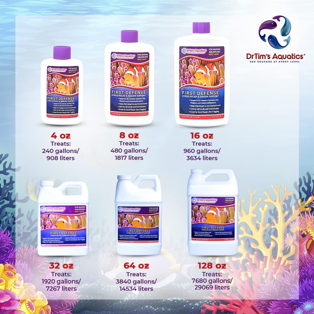 Dr Tim's Aquatics First Defense (480GAL) Stress and Immune Reef Saltwater Solution - 8 Oz  