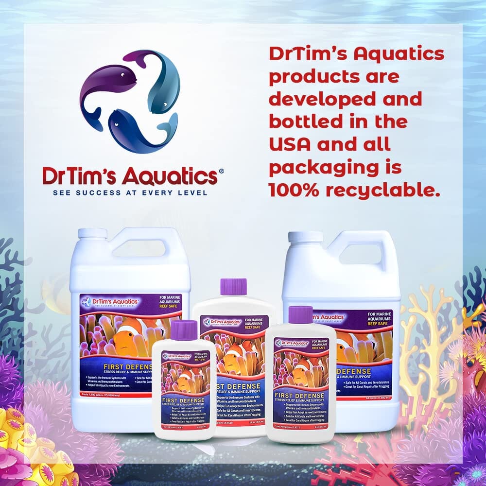 Dr Tim's Aquatics First Defense (480GAL) Stress and Immune Reef Saltwater Solution - 8 Oz  