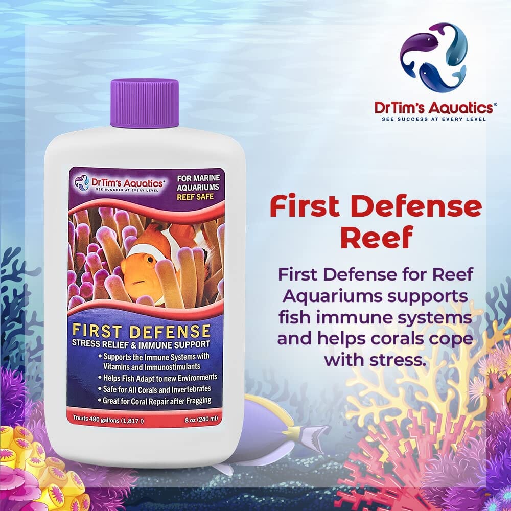 Dr Tim's Aquatics First Defense (480GAL) Stress and Immune Reef Saltwater Solution - 8 Oz  