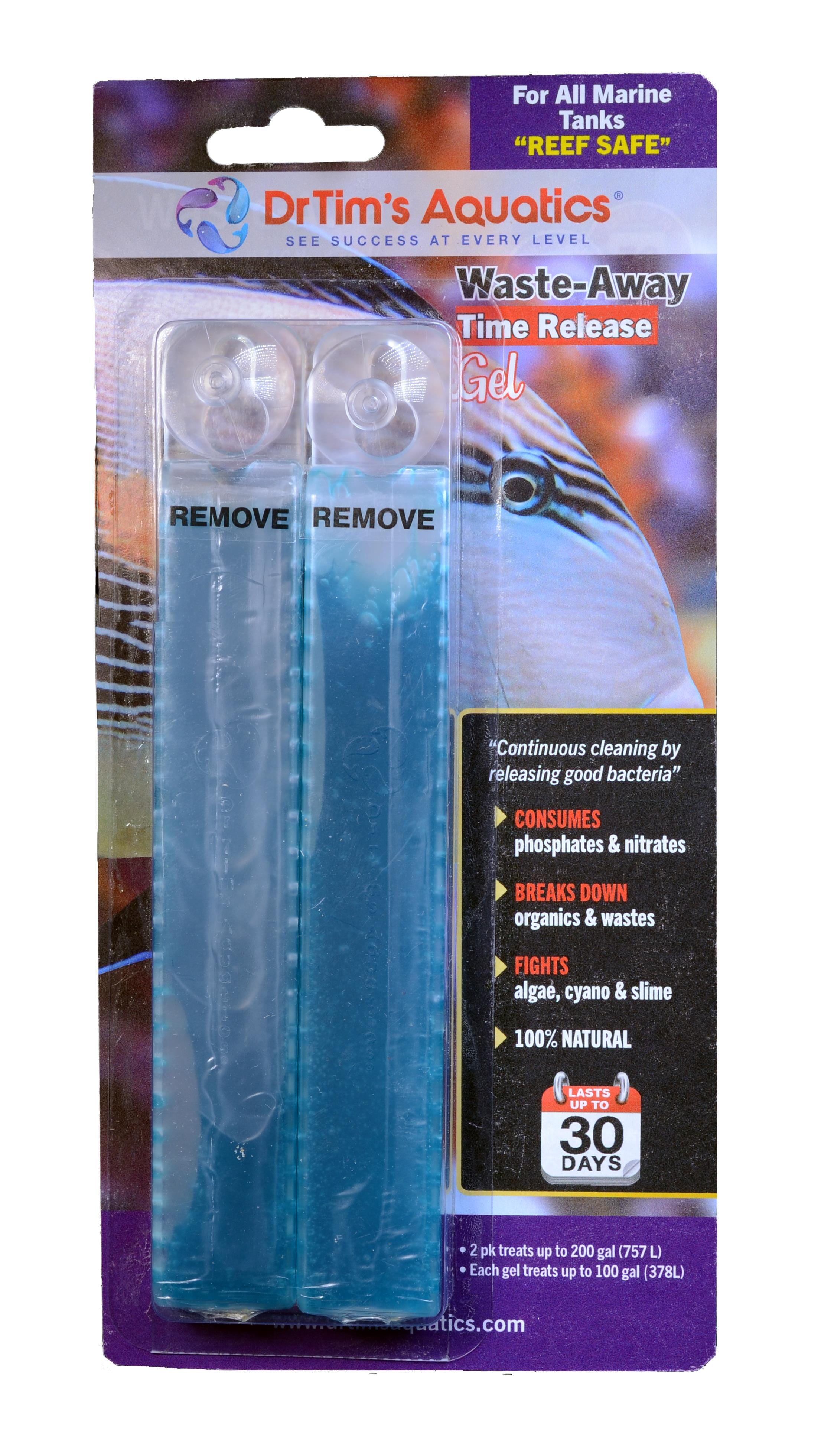 Dr Tim's Aquatics Marine Waste Away Gel Saltwater Aquarium Solution - Large - 2 Pack  