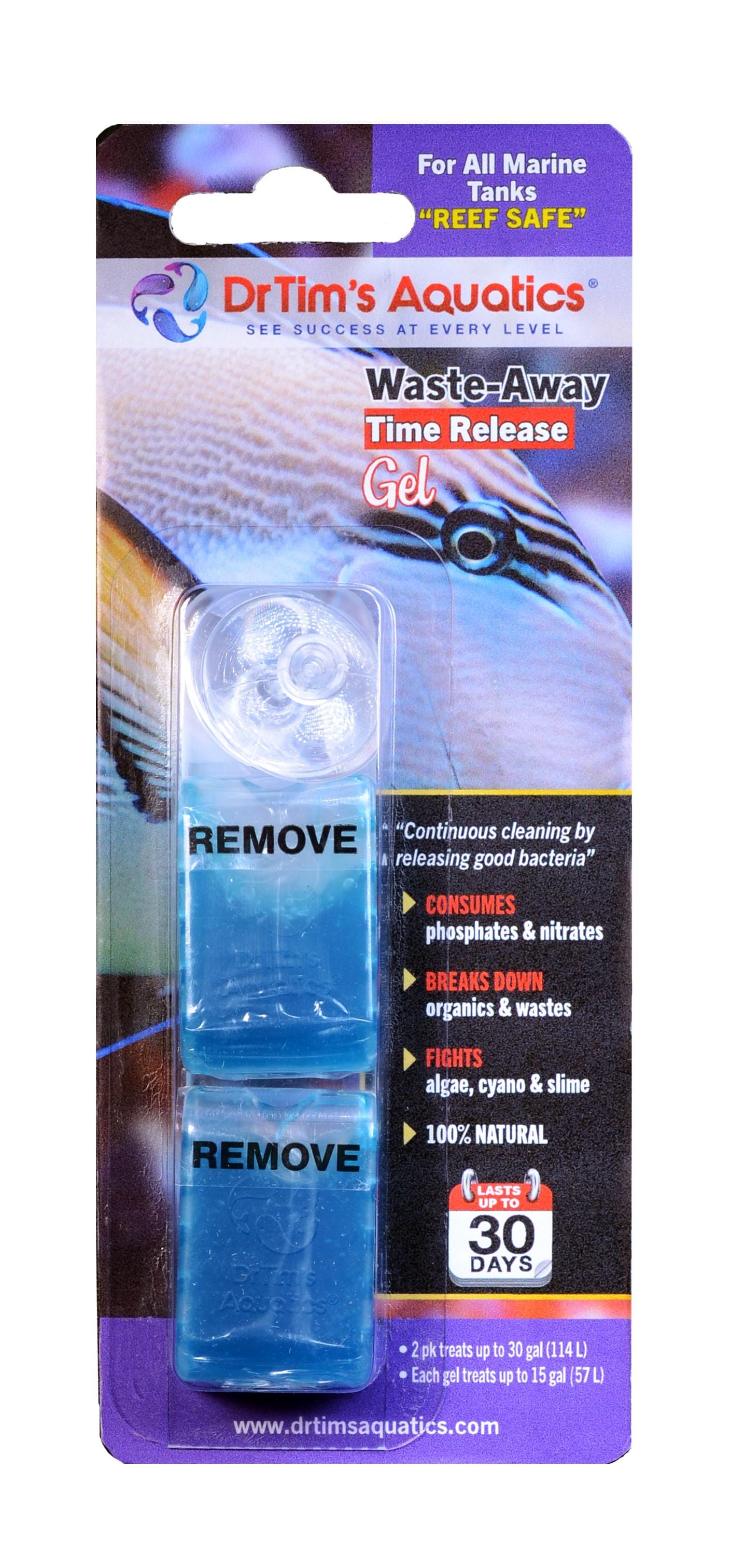 Dr Tim's Aquatics Marine Waste Away Gel Saltwater Aquarium Solution - Small - 2 Pack  