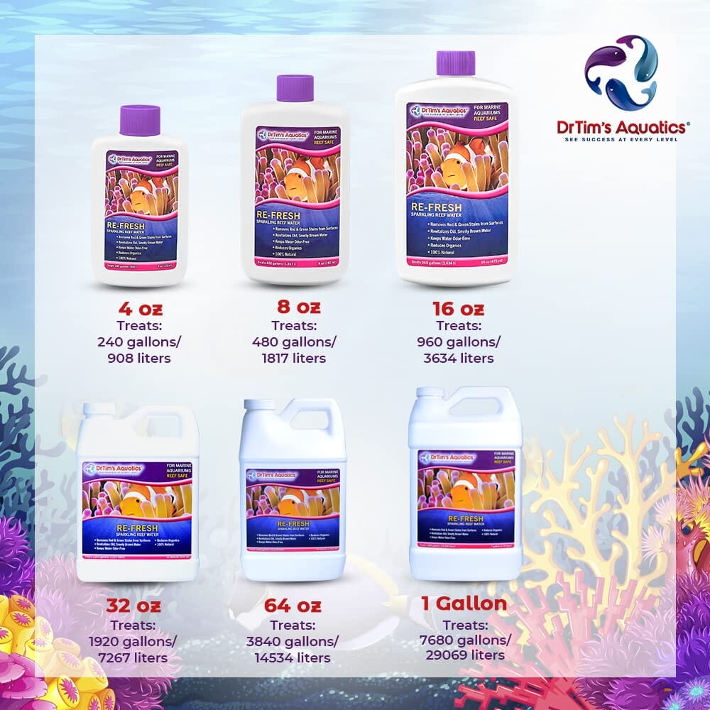 Dr Tim's Aquatics Re-Fresh Revitalizer Reef Aquarium Solution - 8 Oz - (480GAL)  