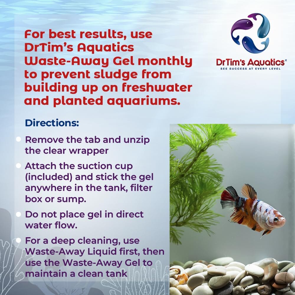 Dr Tim's Aquatics Waste-Away Time Release Gel for Freshwater Betta - (10GAL) - Small  