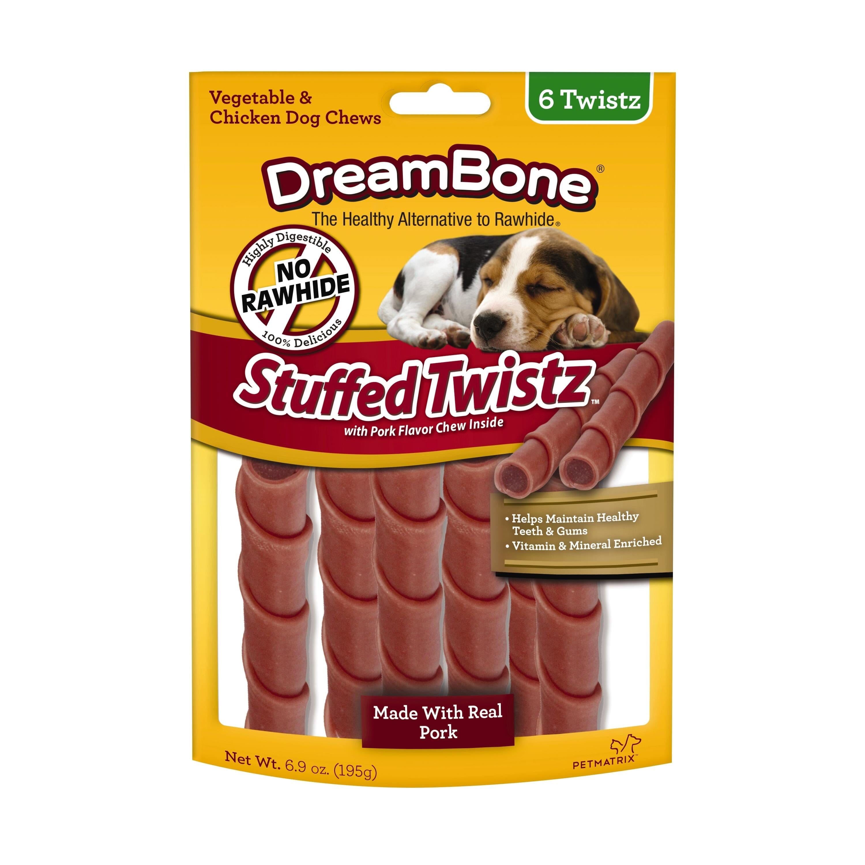 Dreambone Pork Stuffed Twist Sticks Natural Dog Chews - 6 Count  