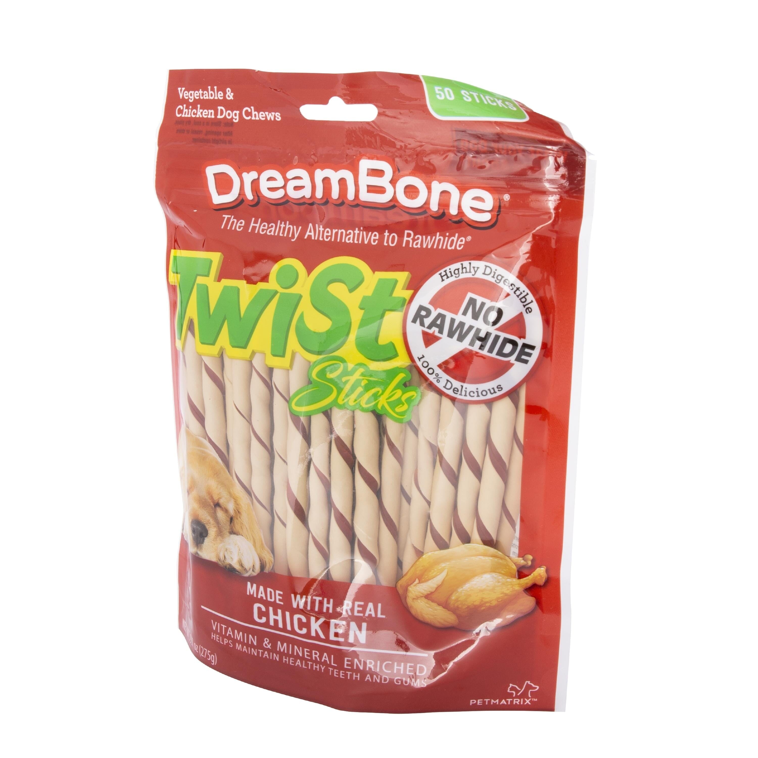 Dreambone Twist Sticks Chicken Natural Dog Chews - 9.7Z - 50 Pack  