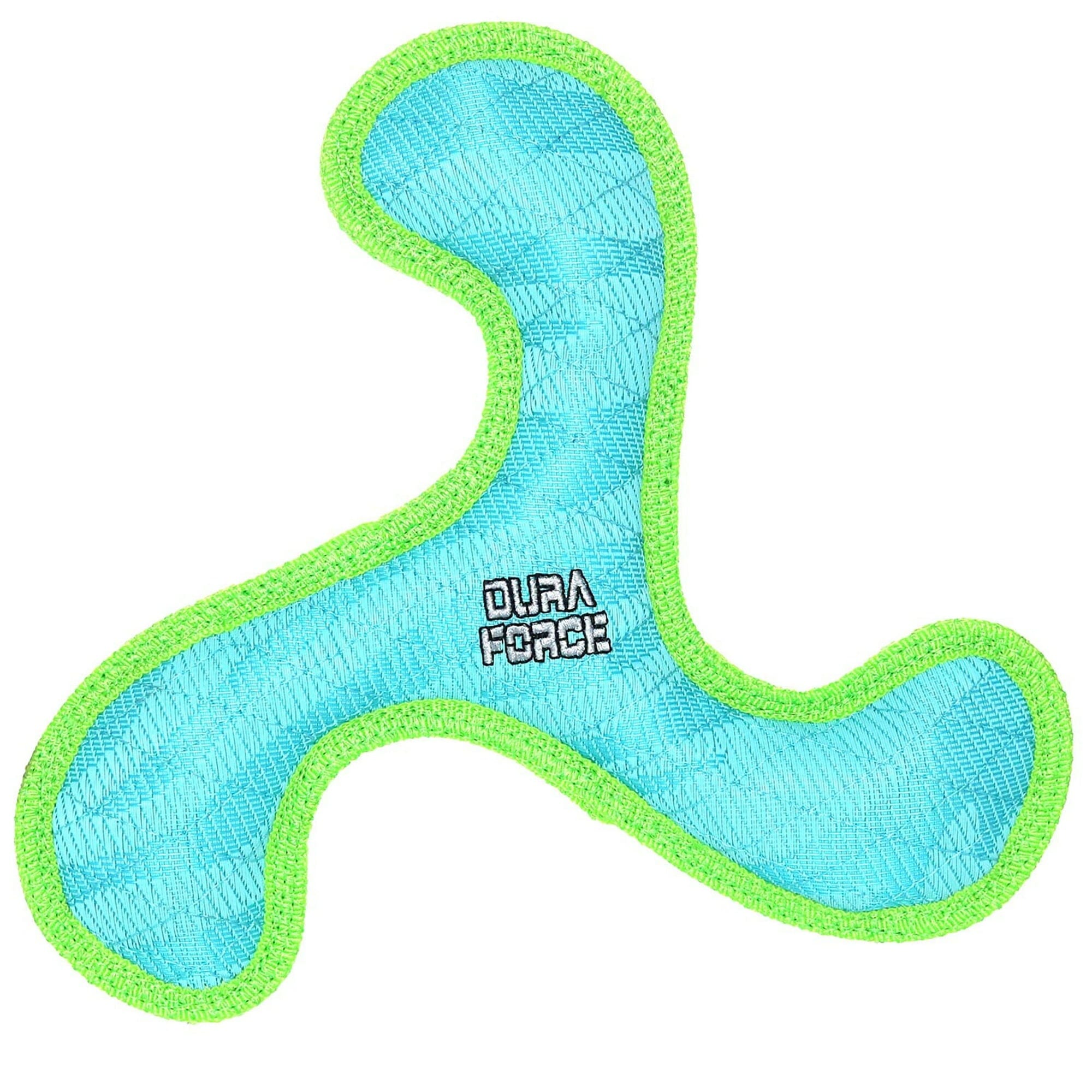 DuraForce Boomerang Tiger Woven Floating and Squeaking Fetch Dog Toy Blue/Green Large