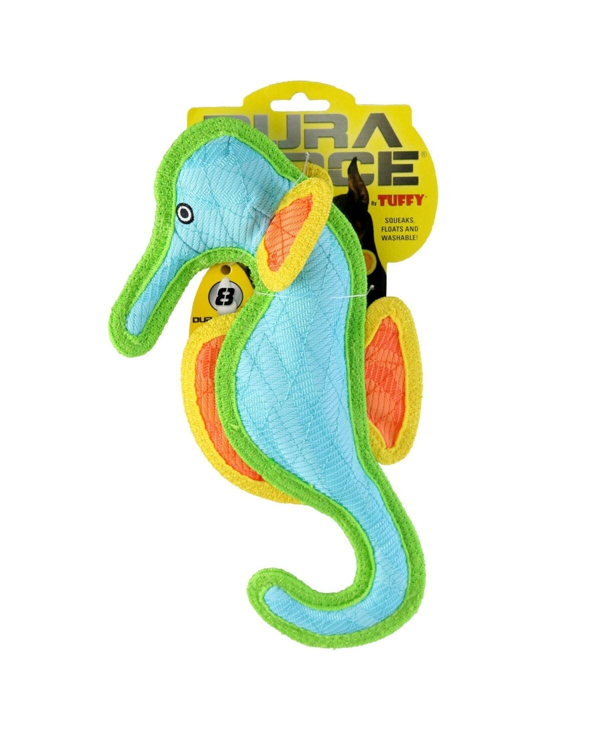 DuraForce Seahorse Woven Floating and Squeaking Dog Toy - Blue/Orange