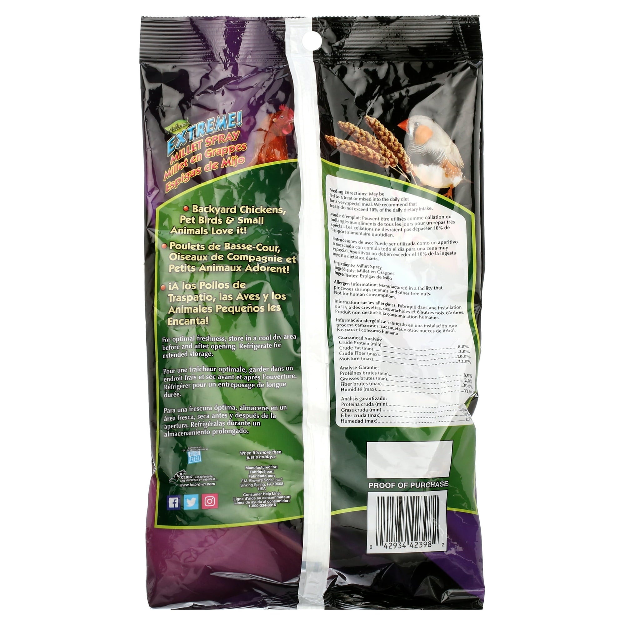 F.M. Brown's Extreme Millet Spray Small Animal and Bird Treat - 7 Oz