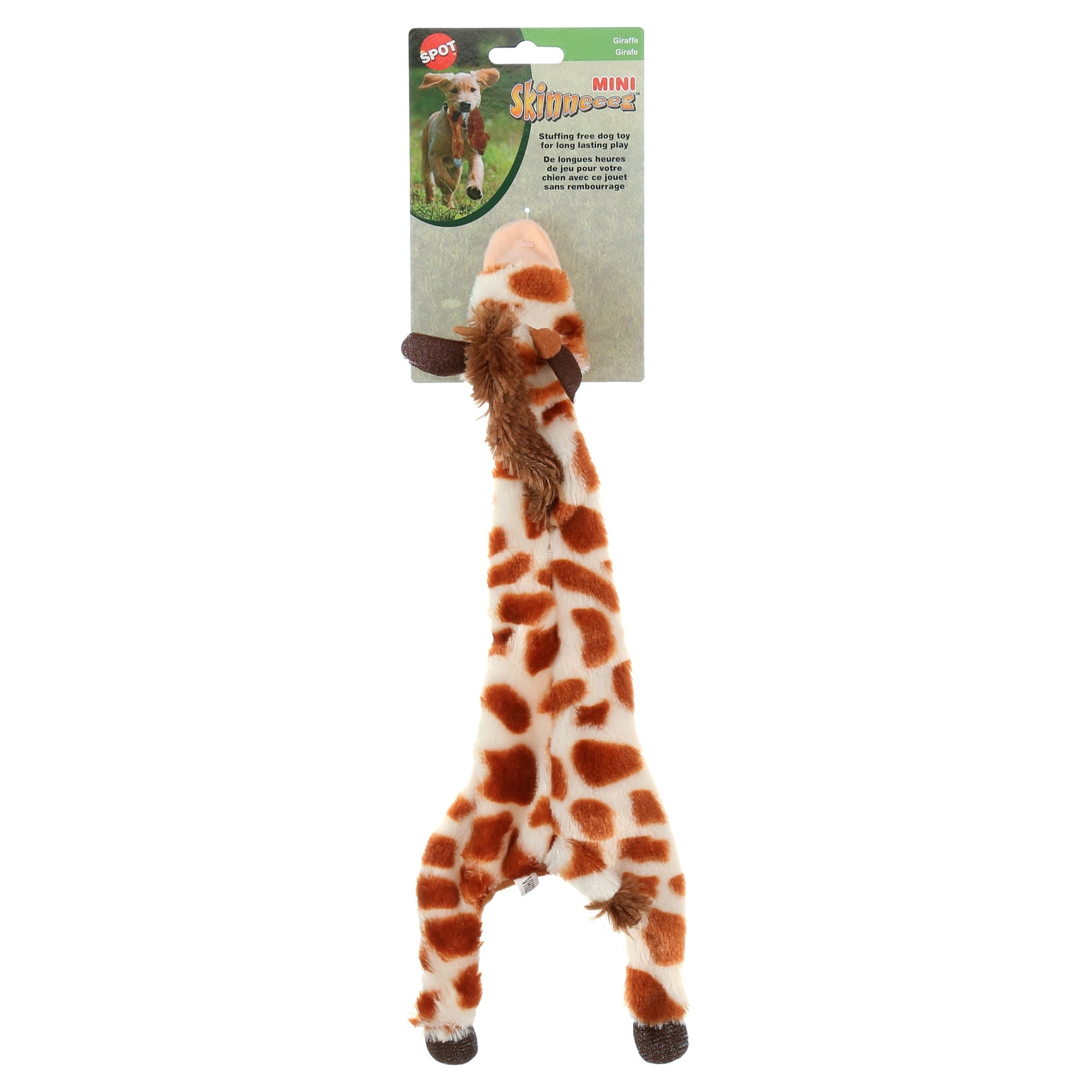 Ethical SPOT Skinneeez Stuffing-Free Giraffe Squeak and Soft Dog Toy - 14 Inch