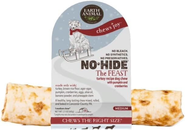 Earth Animal Holiday NO HIDE Feast Dog Chews - 7 Inches - 24 Count