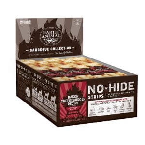 Earth Animal  No Hide Strips BBQ Bacon Cheeseburger Natural Dog Chews - 60 Count