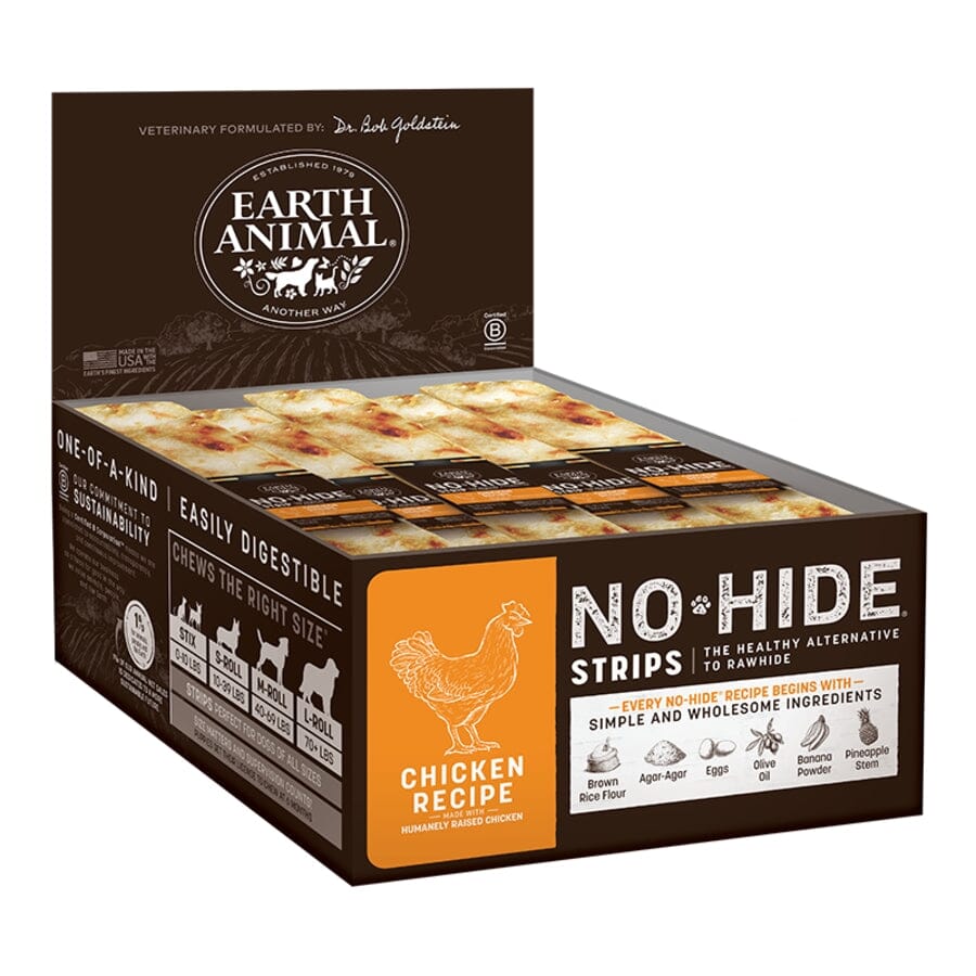 Earth Animal  No Hide Strips Chicken Flavored Natural Dog Chews - 60 Count