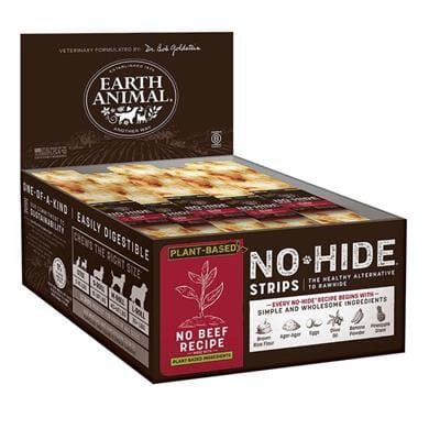 Earth Animal  No Hide Strips Plant Based No Beef Natural Dog Chews - 60 Count