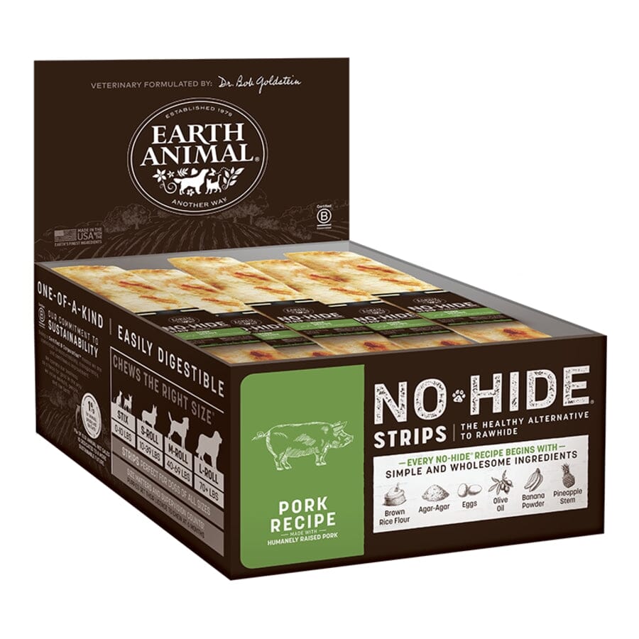 Earth Animal  No Hide Strips Pork Flavored Natural Dog Chews - 60 Count