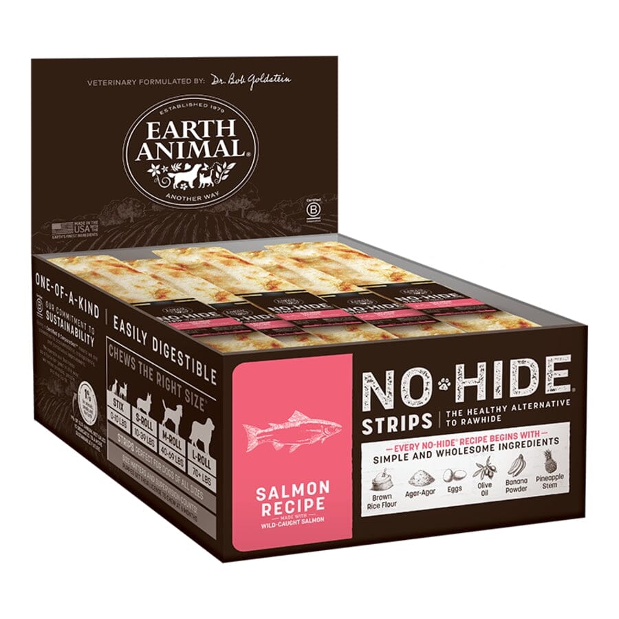 Earth Animal  No Hide Strips Salmon Flavored Natural Dog Chews - 60 Count