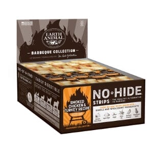 Earth Animal  No Hide Strips Smoked BBQ Chicken and Turkey Natural Dog Chews - 60 Count