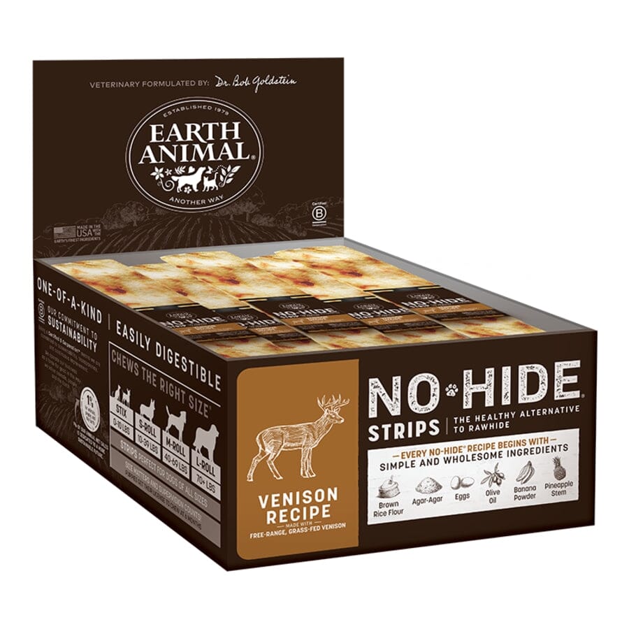 Earth Animal  No Hide Strips Venison Flavored Natural Dog Chews - 60 Count