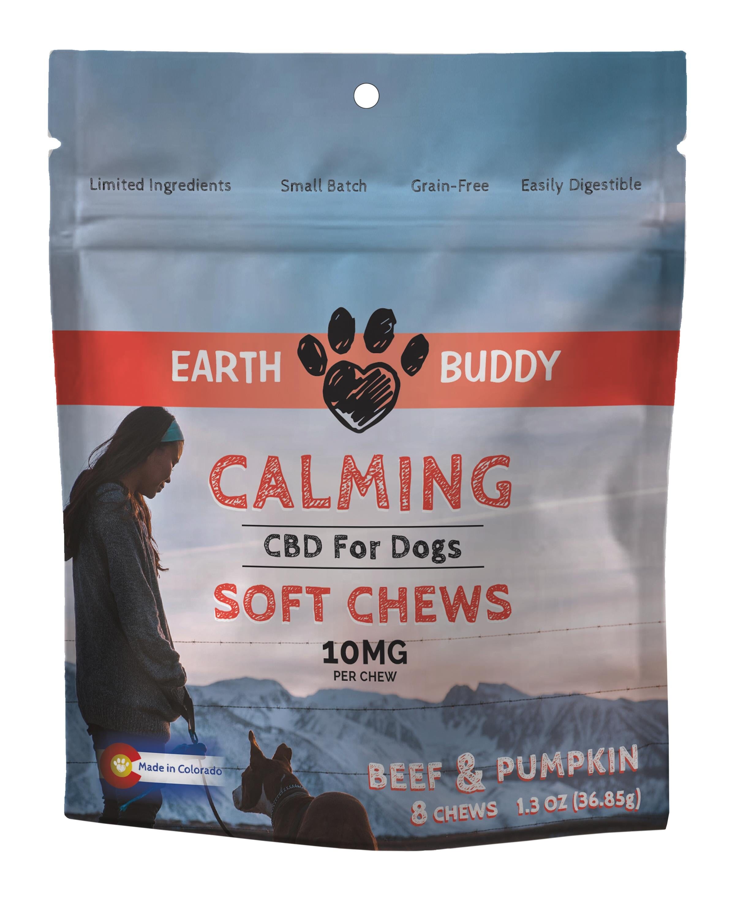 Earth Buddy CBD Beef and Pumpkin Calming Supplemental Dog Chews - 10MG 8 Count Trial Pack