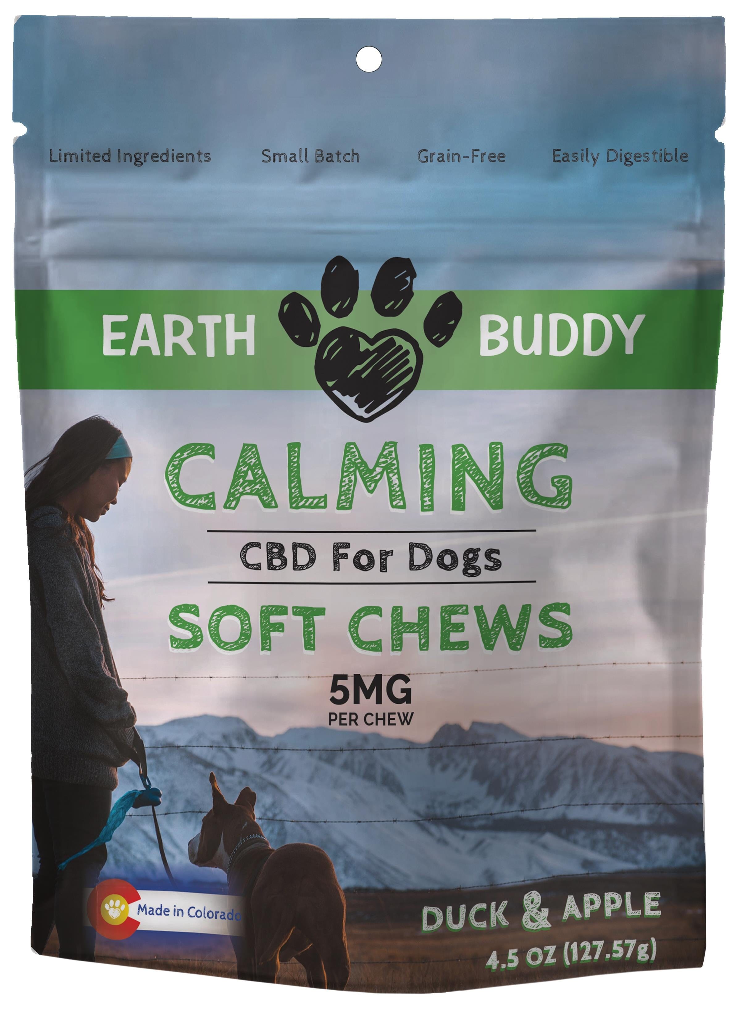 Earth Buddy CBD Duck and Apple Calming Supplemental Dog Chews - 5MG 4.5 Ounce