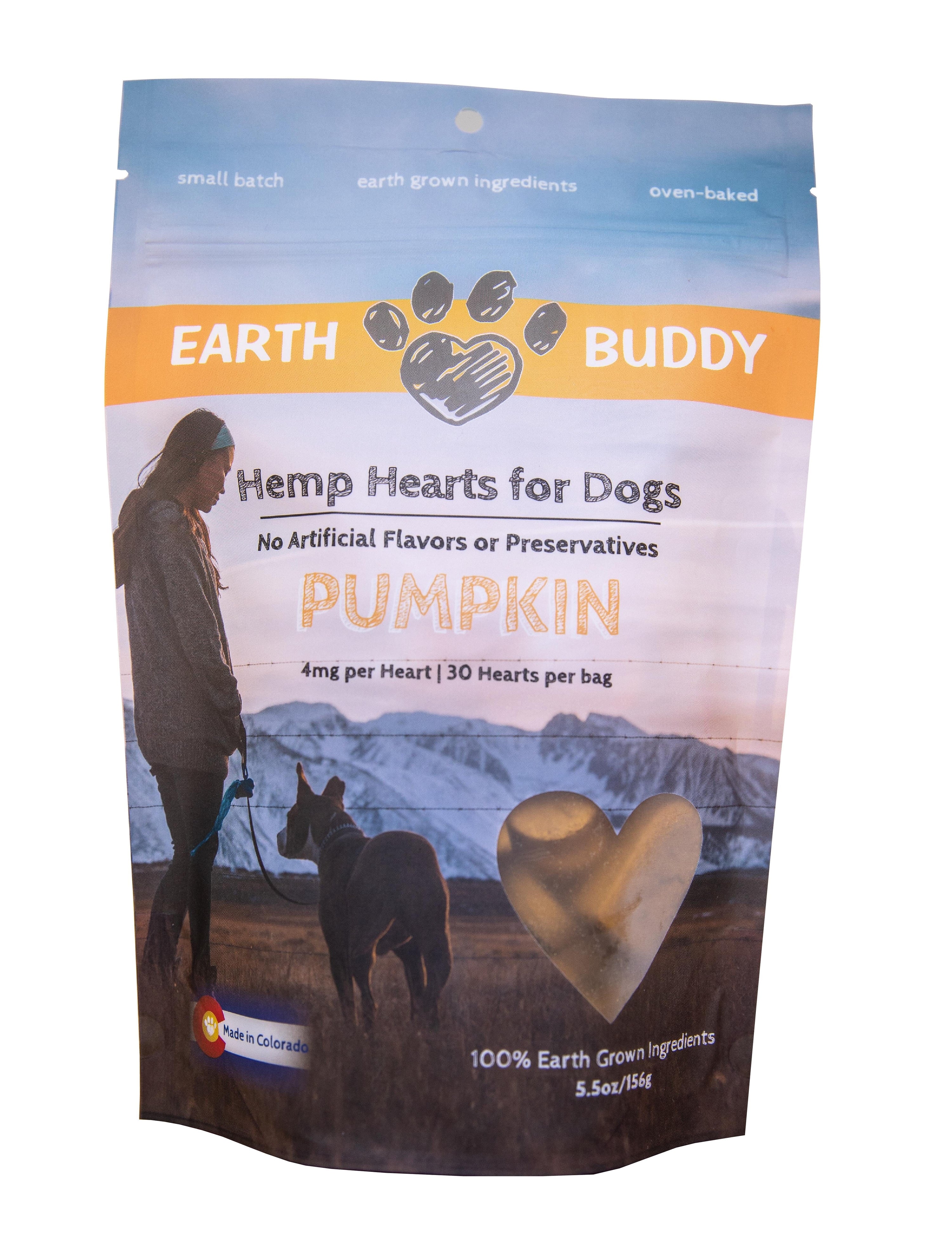 Earth Buddy Hemp Hearts Pumpkin Chewable Dog Supplements 4MG - 5.5 Oz  