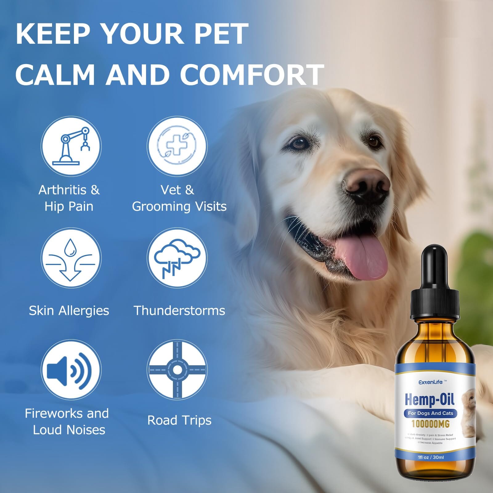 Earth Buddy Sleep Hemp Extract Dog Supplements 300MG - 30ML  