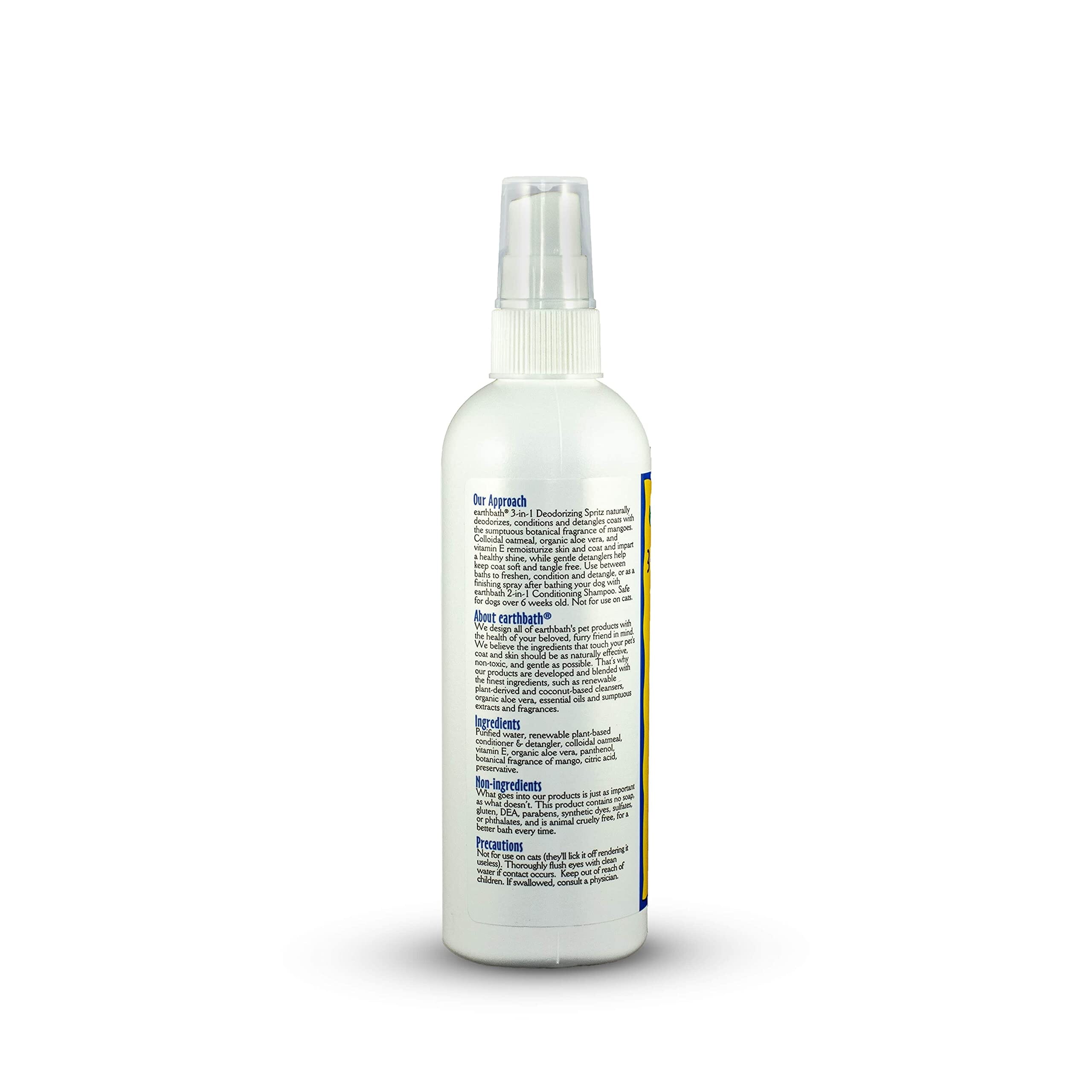 Earthbath Mango Tango 3-in-1 Deodorizing Detangling and Conditioning Spritz Dog Spray - 8 Oz  