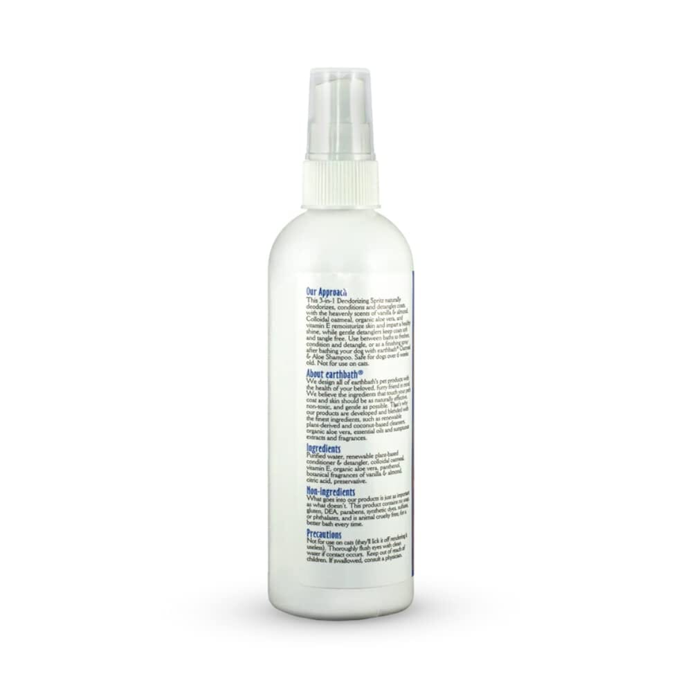 Earthbath Vanilla and Almond 3-in-1 Deodorizing Detangling and Conditioning Spritz Dog Spray - 8 Oz  