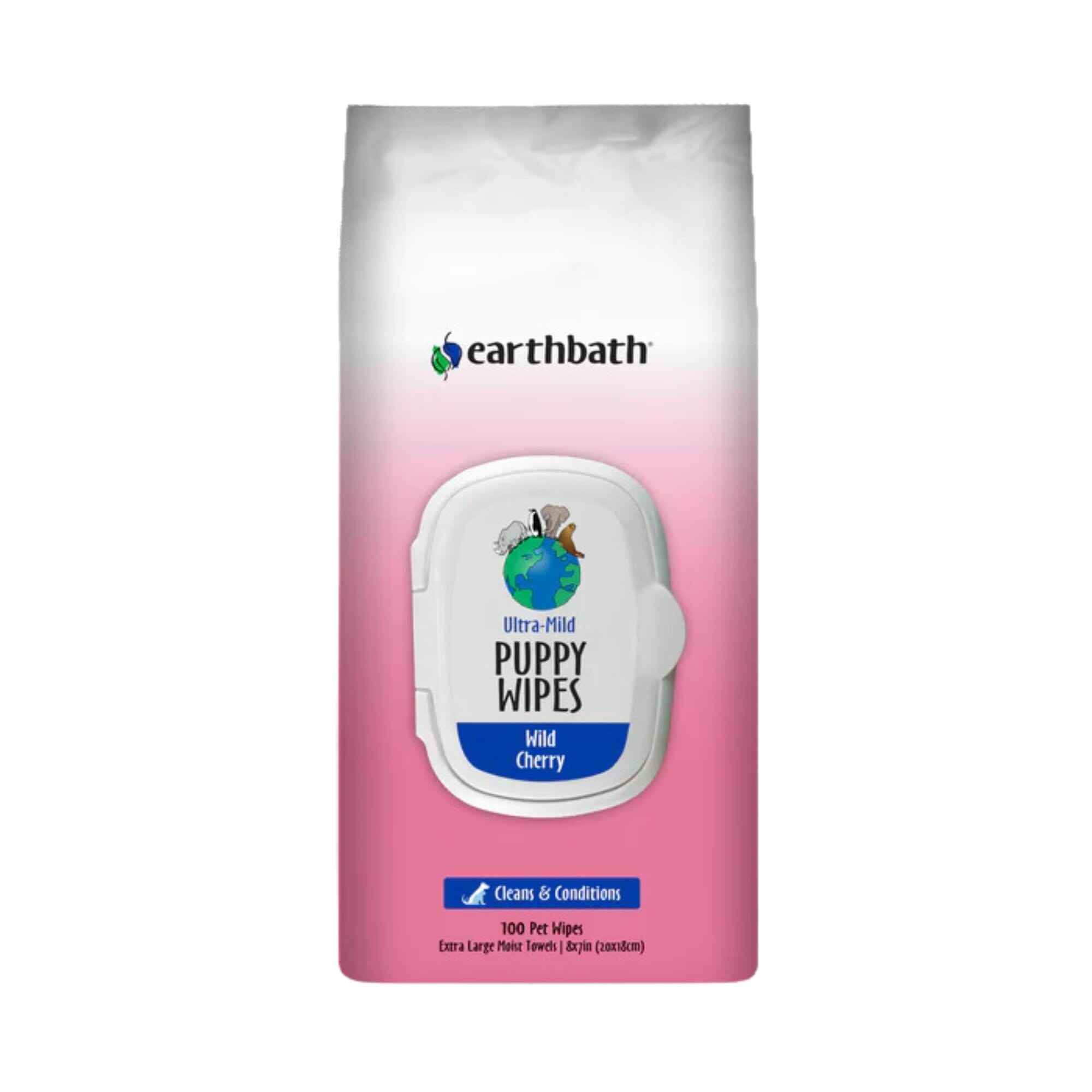 Earthbath® Wild Cherry Ultra-Mild Puppy Wipes - Cleans & Conditions - 100 Count  