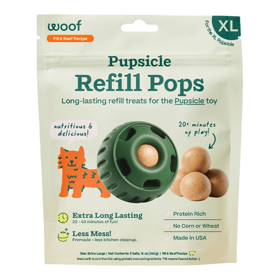 Woof Pops Freezable Peanut Butter and Beef Dog Treats - Pupsicle Refill Pops